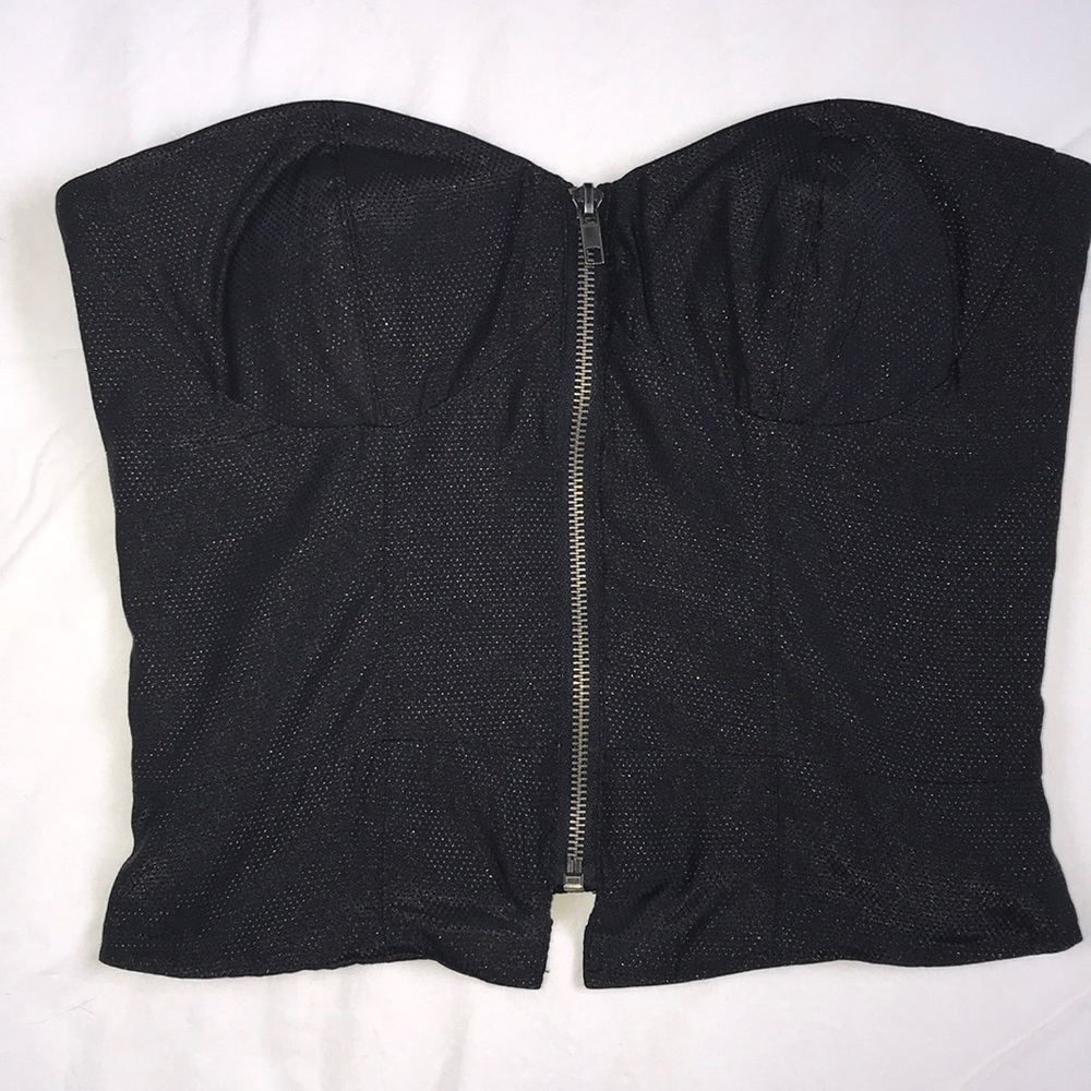 Black textured, padded bustier